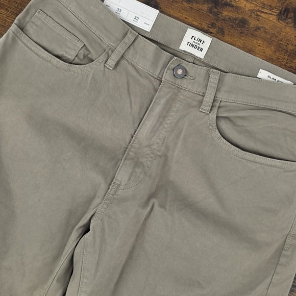 flint and tinder Other - NEW Flint and Tinder Mens Pant Chino Flim‎ Fit Green Drab Size 33x32 Twill